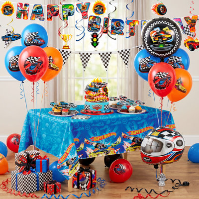 49 Pcs Hot Wheels Birthday Party  Decor Supplies, Hot Wheels Party Decorations for Kids Set