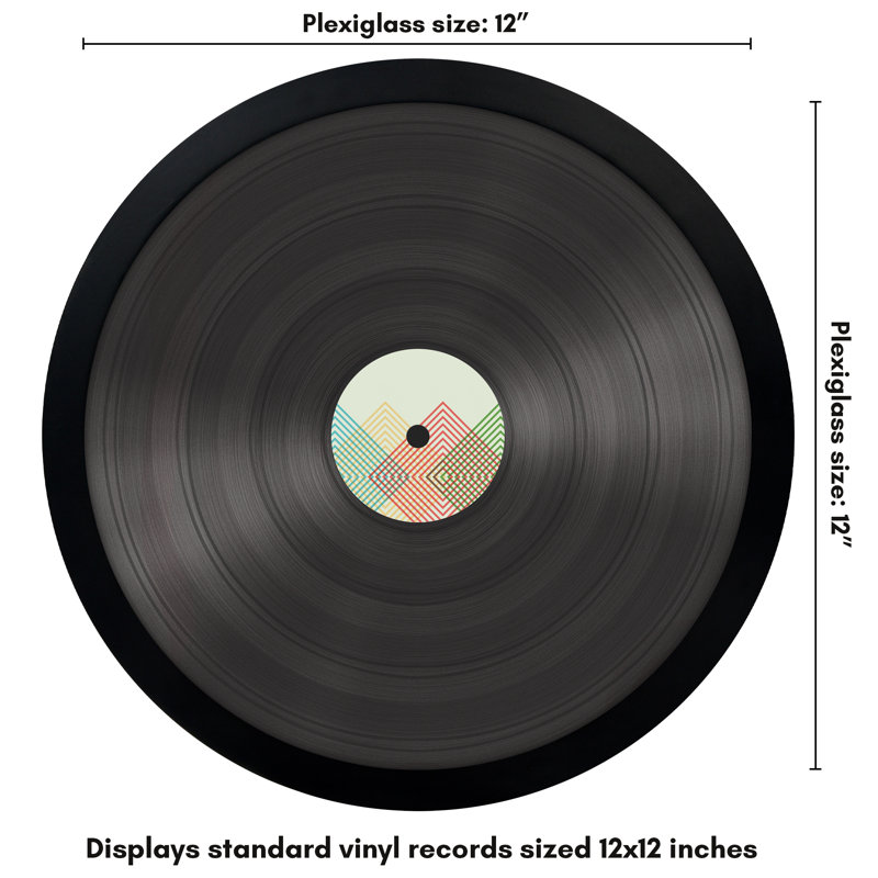 12x12 Vinyl Record Picture Frame with Polished Plexiglass - Black Vinyl Record Storage for Wall Display - Engineered Wood Record Frame for Vinyl Discs