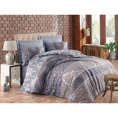 Cotton Damask Duvet Cover Set