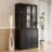 3Pcs Kitchen Pantry, 5-Tier Modern Bookshelves With 6 Glass Door-116826359