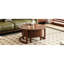 Table basse ronde rétro en noir et noyer, dimensions de 31,5 po, tiroir cannelé pour compartiments cachés emboîtables de style noyer, table simple à nettoyer