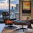 Genuine Leather Swivel Lounge Chair With Ottoman Accent Chair  For Modern Living -983676867