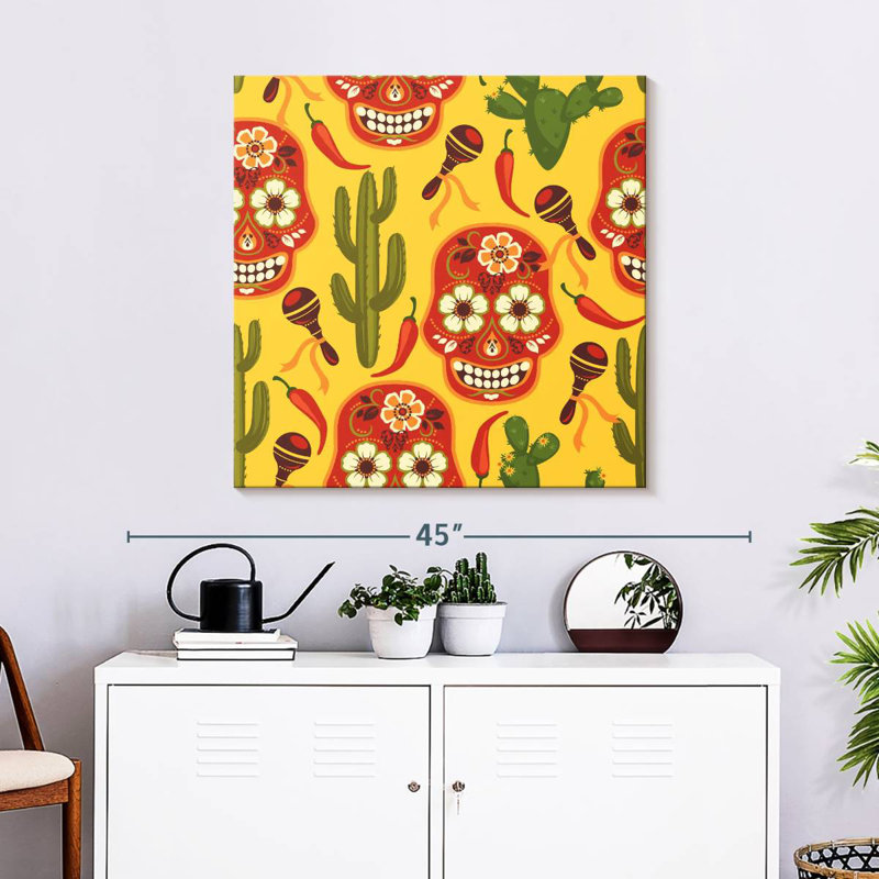 Lelend Calavera And Cactus Pattern