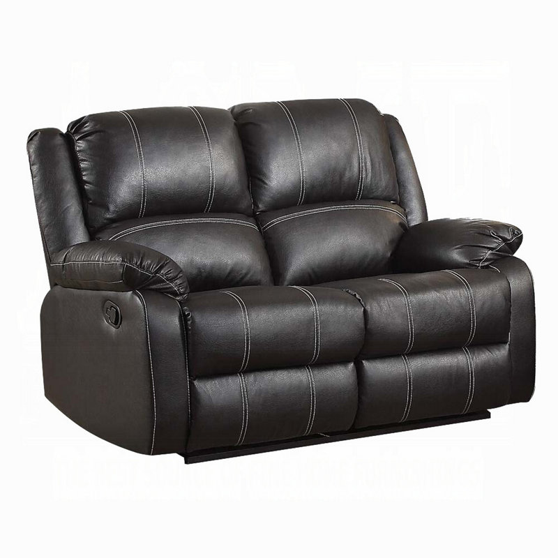 Causeuse inclinable manuelle, plateau-coussin, similicuir Zuru Motion, Noir, noir, noir, noir