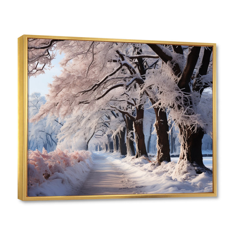 " Winter Frosty Forest III ", Gold Floater Framed, 30" H x 40" W x 1.5" D