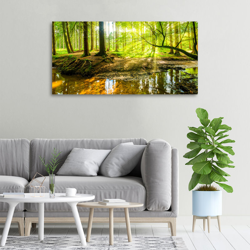 A Waterfall In The Forest - Wrapped Canvas Print, 50cm H x 100cm W x 2cm D, Canvas