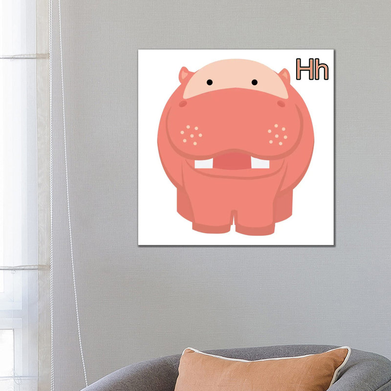 H Is For Hippo by 5by5collective - Wrapped Canvas Gallery-Wrapped Canvas Giclée, 66.04 cm H x 66.04 cm W x 1.91 cm D