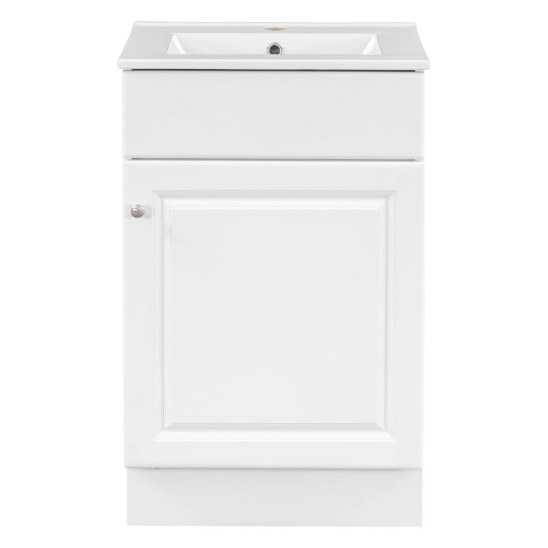 20" Single Bathroom Vanity With Ceramic Top, White