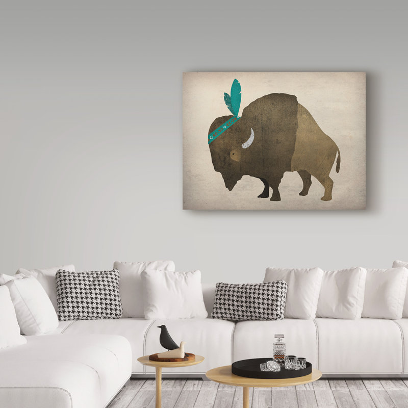 « buffalo bison iii », art sur toile, H 14 po x l 19 po x P 2 po