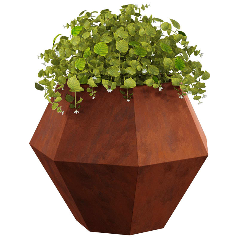  Planter 2 Pcs Rusty Weathering Steel, 60cm H x 75cm W x 75cm D