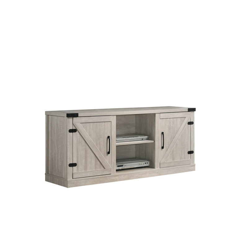 Salerno Dusty Gray 58"W TV Stand With 2 Open Shelves And 2 Cabinets
