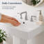 Lavabo carré sur pied en céramique blanche, 10 cm (4 po), 3 trous, style vintage classique