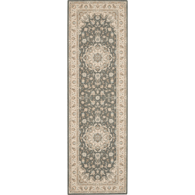 Tapis ivoire en laine Crownover, Tapis de couloir 2 pi 6 po x 8 pi