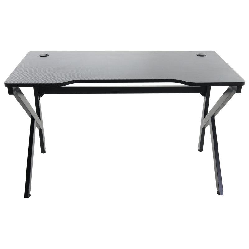 Solid Wood Top Metal Base Computer Desk