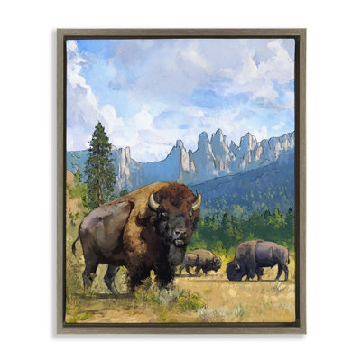 Grazing Bison Desert Abstraction Floating Frame, design by David Owens