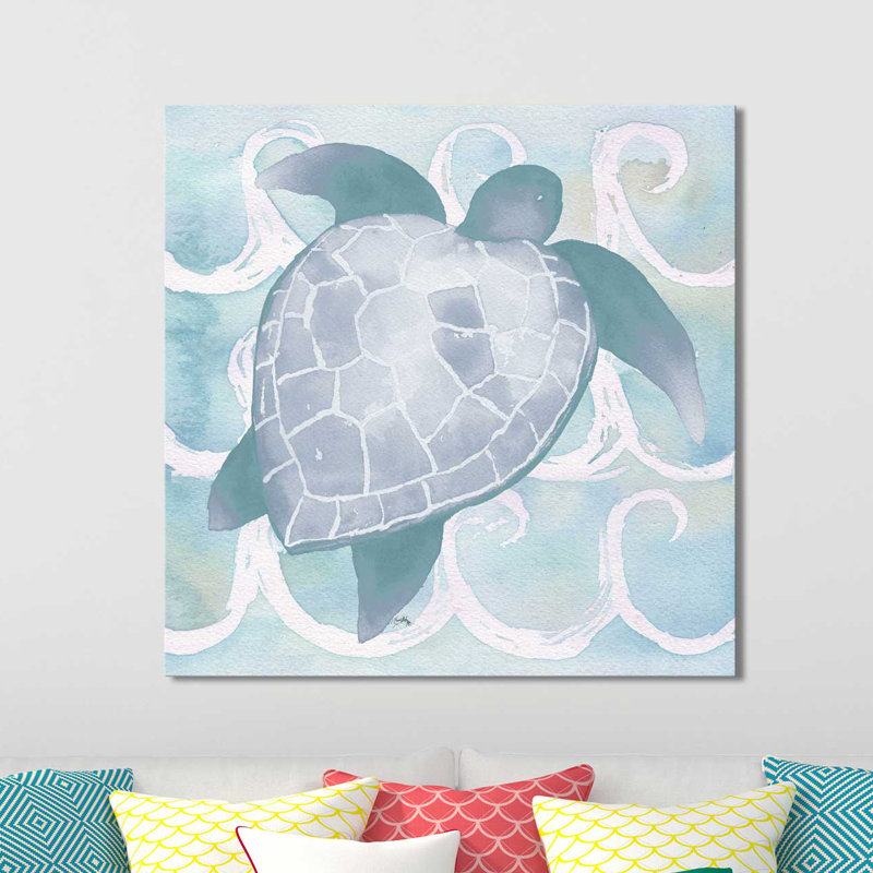 «Azure Sea Creatures II», reproduction de peinture à l'aquarelle, H 18 po x l 18 po x P 1 po, Toile tendue
