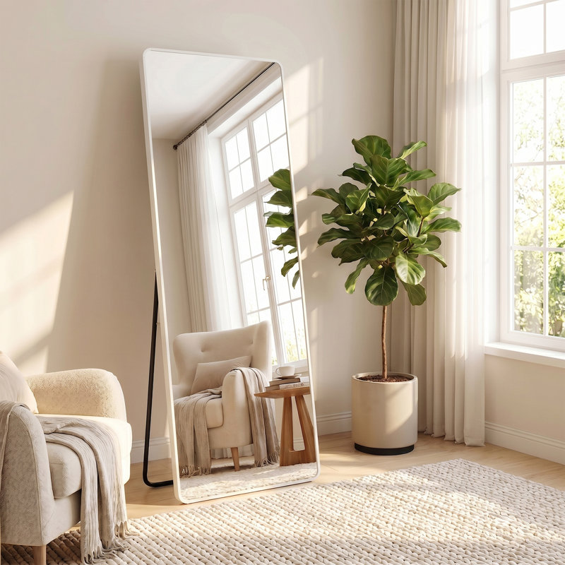 Rectangle Floor Mirror, White