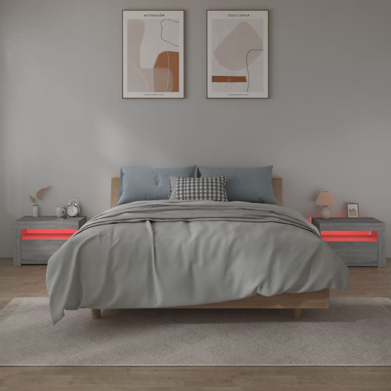 Aamirah 60 cm W Bedside Table, Grey Sonoma