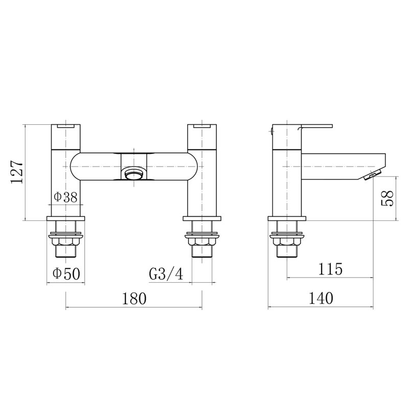 Kropp Deck Roman Tub Faucet Bath Filler