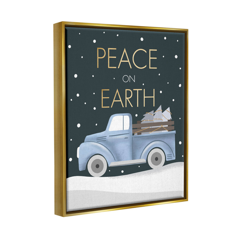 «Peace on Earth Snowy Truck» par Louise Allen Designs - impression sur toile, H 31 po x l 25 po x P 1,7 po