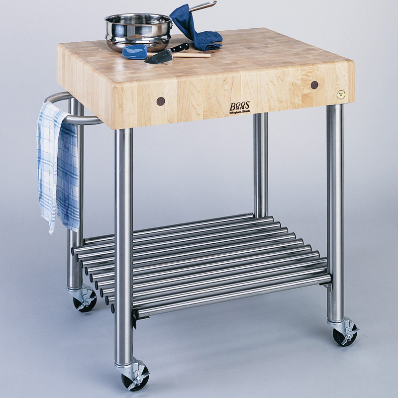 Cucina D'Amico Prep Table with Butcher Block Top