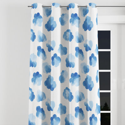 Abstract Window curtains - Modern Cloud Blue Grommet Curtain - 1 Panel