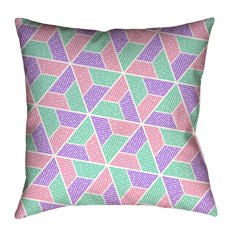Coussin Katelyn Elizabeth, 16 po x 1 po, Vert/Rose/Mauve, Sergé de coton