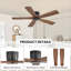 Ventilateur de plafond encastré à moteur à courant continu et à pales en bois massif 48 pouces Milan avec télécommande, noir et noyer Milan-1235038702-1235038691-1235038689