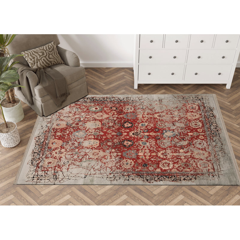 Tapis décoratif rétro à motif bourgogne, Tapis de couloir 3 pi 3,37 po x 6 pi 6,74 po