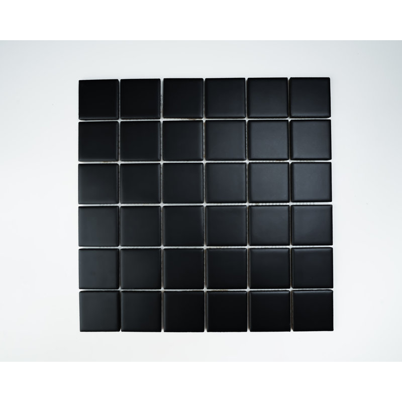 Carreau de mosaïque carré en porcelaine mat 2X2 "(boîte de 10 feuilles), Noir