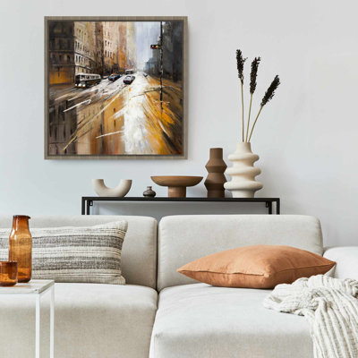 Toile abstraite «City Street» | Décoration intérieure - Cités brunes
