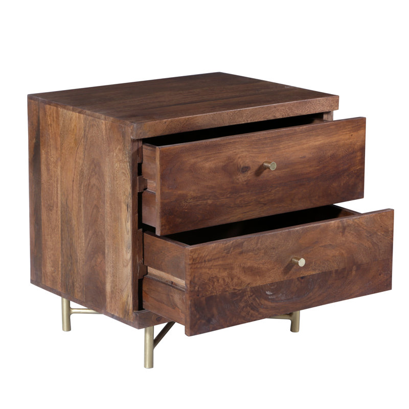 Miser 50 cm W Steel Bedside Table, Walnut
