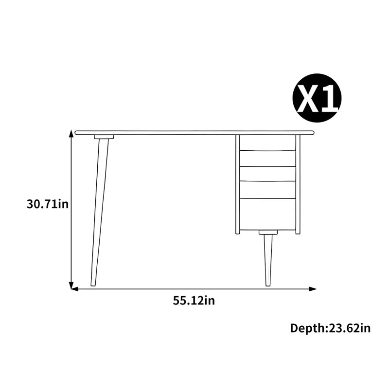 Bureau de luxe américain, Naturel, H 30,71 po x l 55,12 po x P 23,62 po