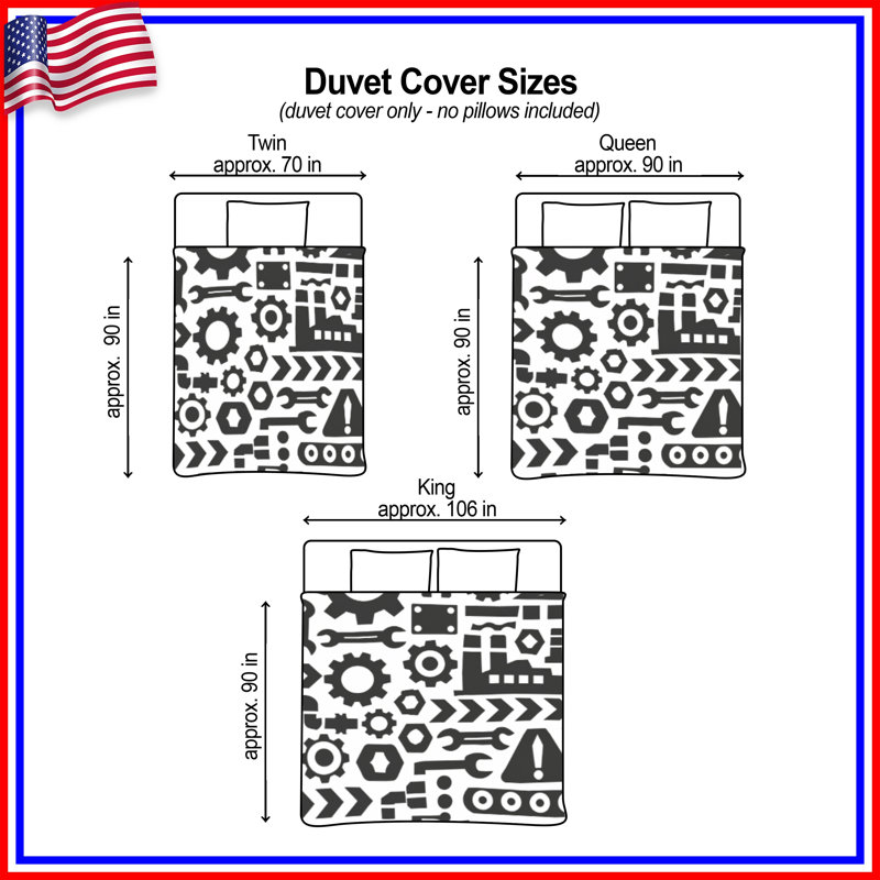 Industrial Tools Pattern Duvet Covers, Twin