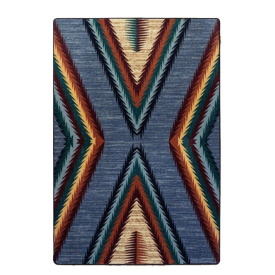 Geometric Pattern Multi-Colored Woven Base Rug