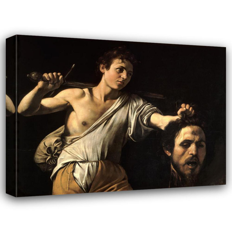 "David avec la tête de Goliath" par Caravaggio - Art mural sur toile tendue avec châssis, H 40 po x l 28 po