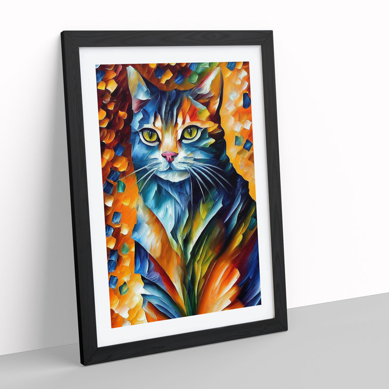 Cat Portrait No.5 - Framed Print, Black, 64cm H x 46cm W x 2cm D