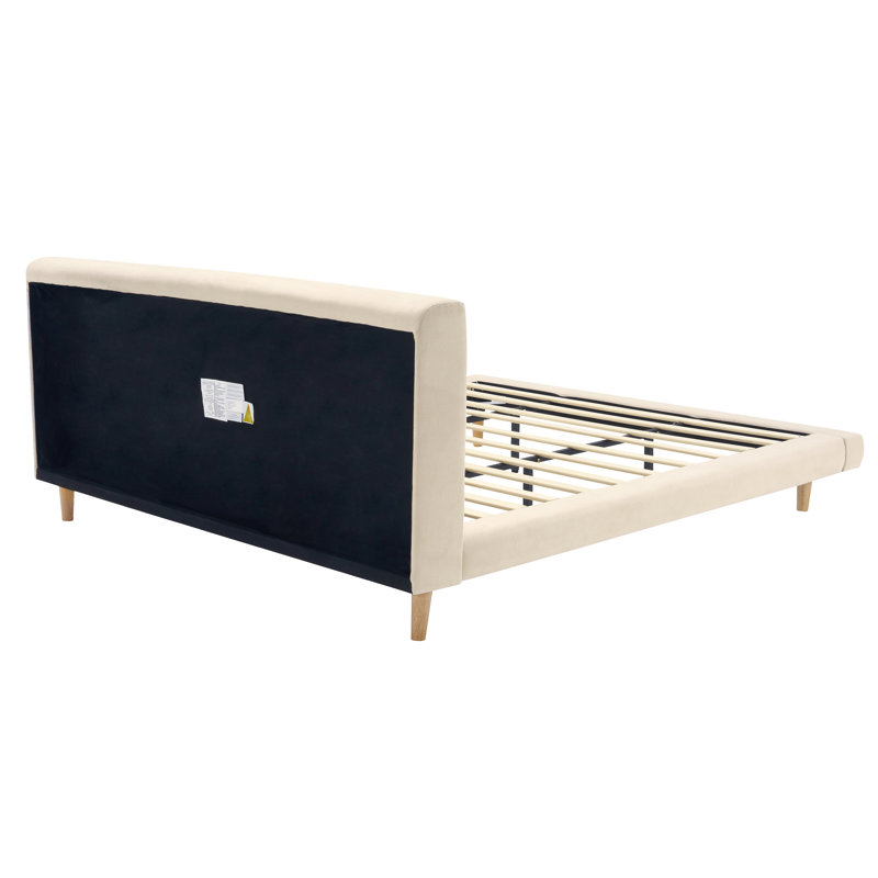Lit plateforme tapissier Elliot Mid-Century, Très grand lit