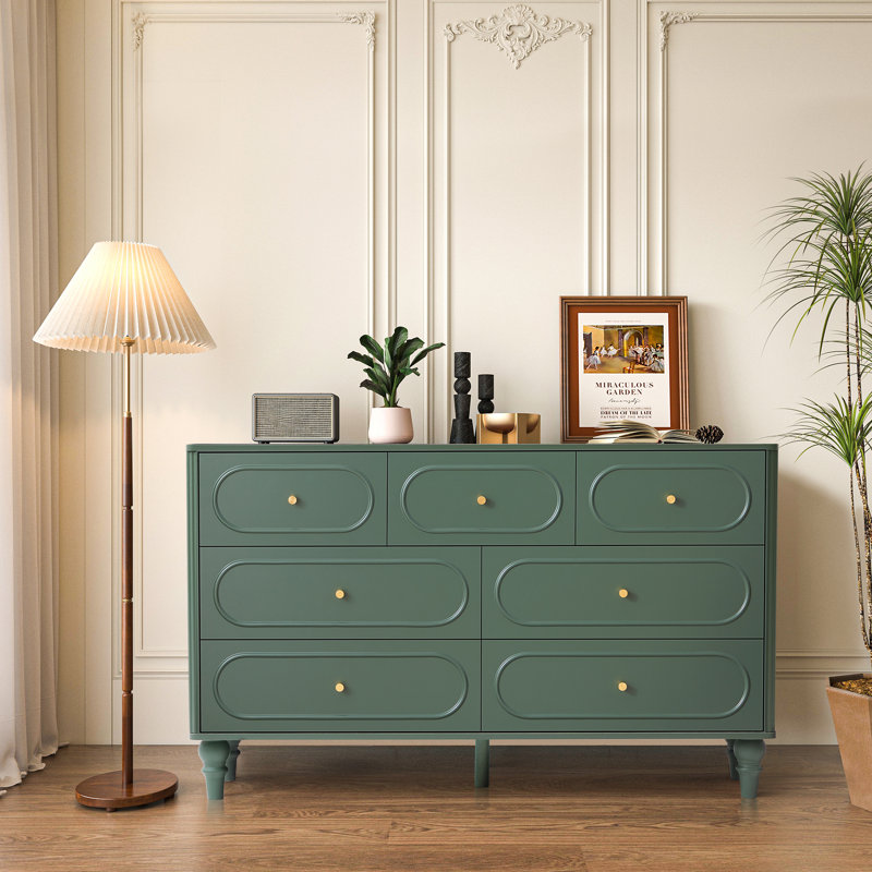 55.12'' W 7 - Drawer Dresser, Green
