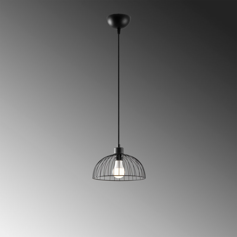 Lustre de style industriel, structure en métal noir, 9,8 po x 9,8 po | Hauteur réglable: 10,6 à 42,1 pouces | Douille E27 (40 W maximum) | Certifié IP20 | Parfait pour les maisons modernes, les salles à manger et les entrées, conception élégante