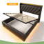 Upholstered Bed, 360 Surround LED Function, Buttons/Apps/Remote Control, Hydraulic Storage Bed With USB Type-C Charging, Black, PU-535624564