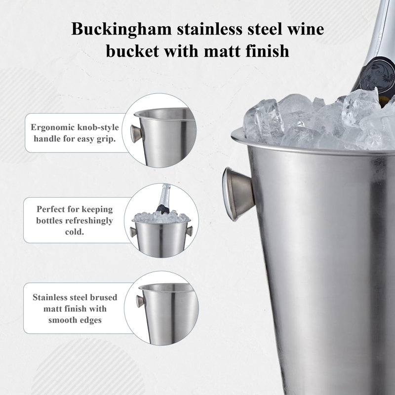 Buckingham Wine Bucket Stainless Steel Matt Finish 21.5 cm , 4.8 Litre