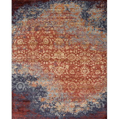 Avant Handmade Silk and Wool Floral and Abstract Area Rug