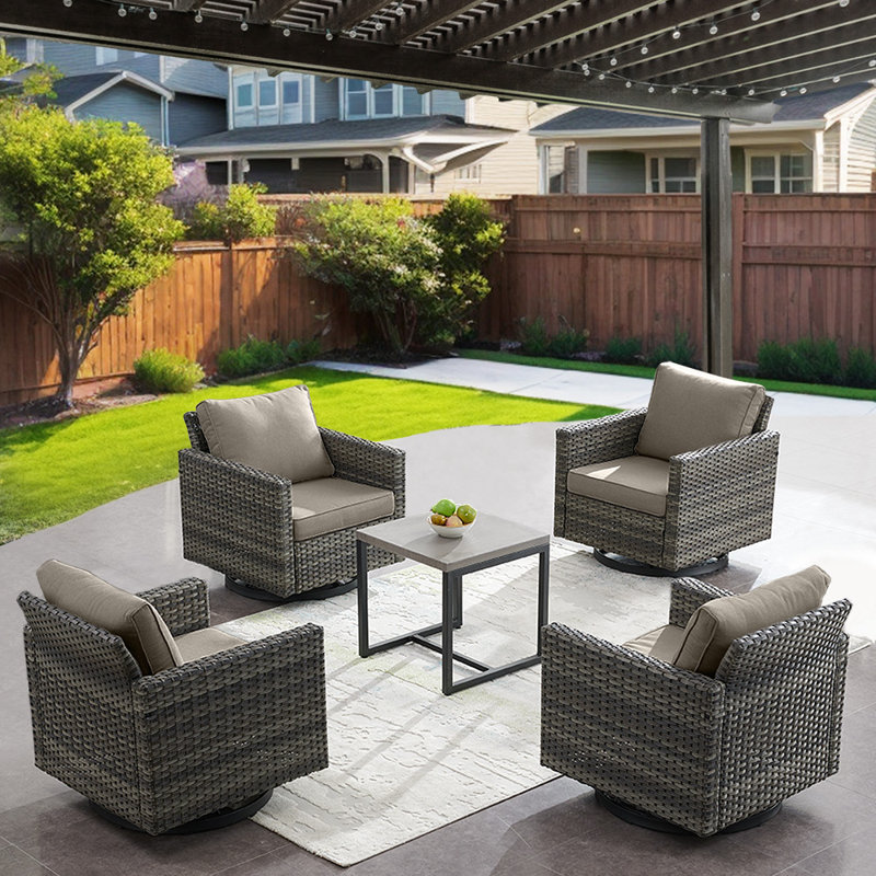 Nazime Ekon Patio Chair with Cushions, Gray
