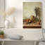 Tableau sur toile représentant un panier de pommes et de lavande séchée sur une table rustique en bois-2140708715