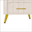 Table de chevet rembourrée en bois avec 3 tiroirs et pieds en métal, table de chevet élégante pour les chambres modernes