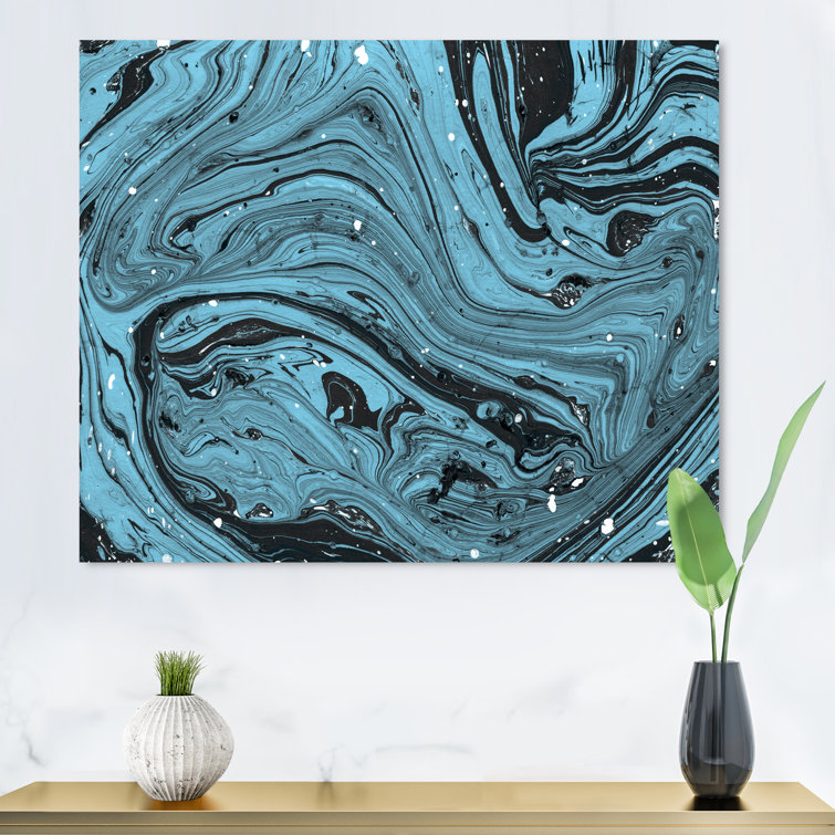 New Original Blue Marble Paint Pour Painting, Acrylic Paint on Stretched  Canvas 