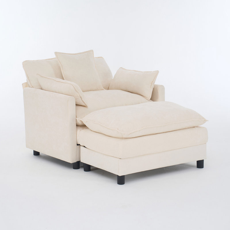 Chaise d'appoint moderne avec repose-pieds, Beige