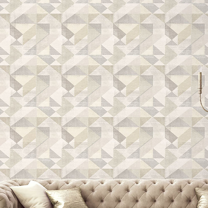 Geometrix 10m x 52.8cm Satin Wallpaper Roll, Beige/Grey