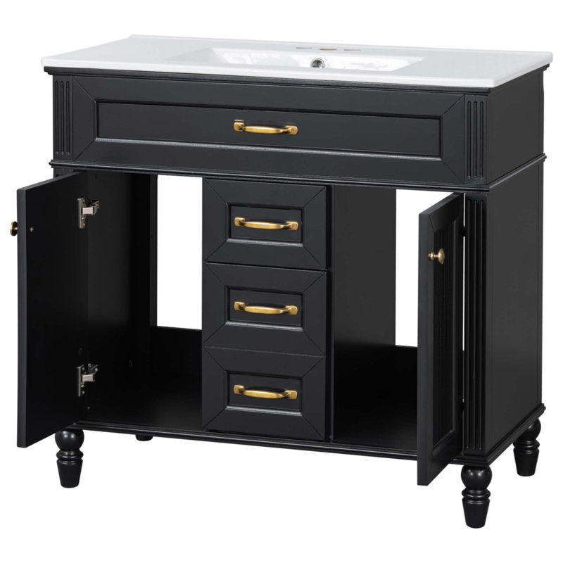Meuble-lavabo 36 po avec lavabo, Noir